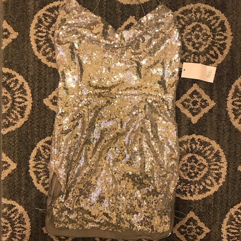 Tobi Silver Sequin dress